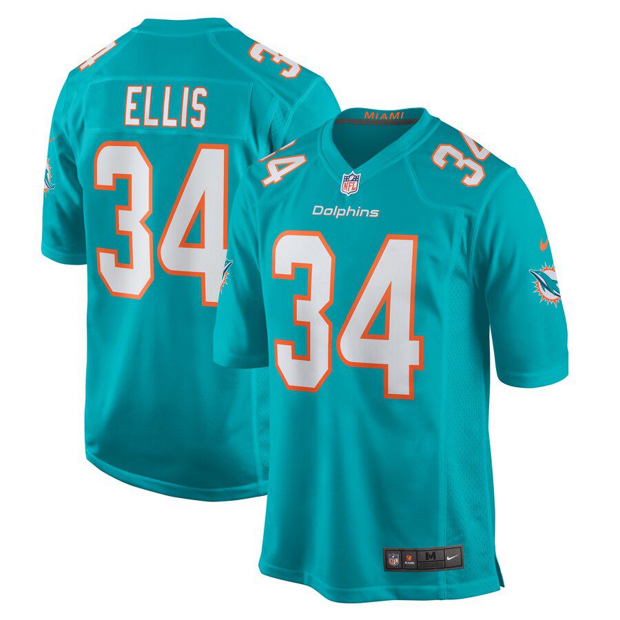 Men Miami Dolphins #34 Tino Ellis Nike Aqua Home Game Player NFL Jersey